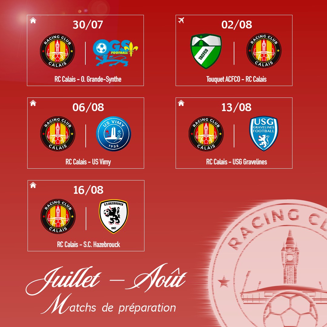 Calendrier matchs de préparation